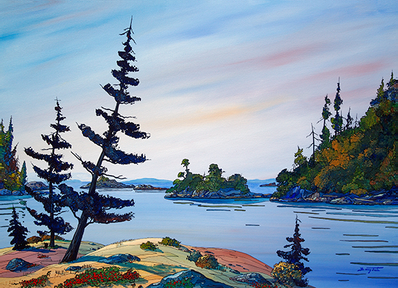 Chain Island triptych painting by Barry Tate