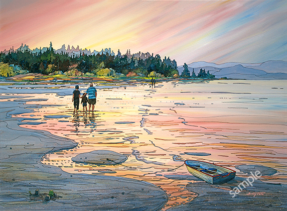 Parksville beach on Vancouver Island- an acrylic west coast painting by Barry Tate